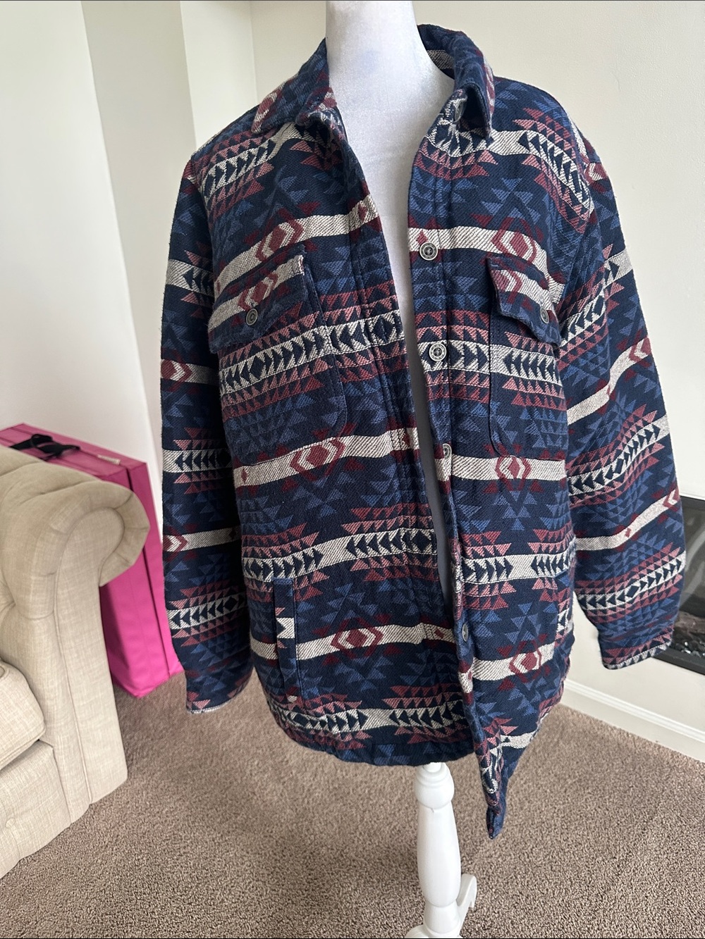 Ariat Navy Aztec-Pattern Button Front Jacket - Picture 2 of 10